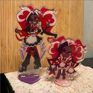 Bundle lot set 2 Hazbin Hotel Velvette maid cafe anime acrylic figure standee